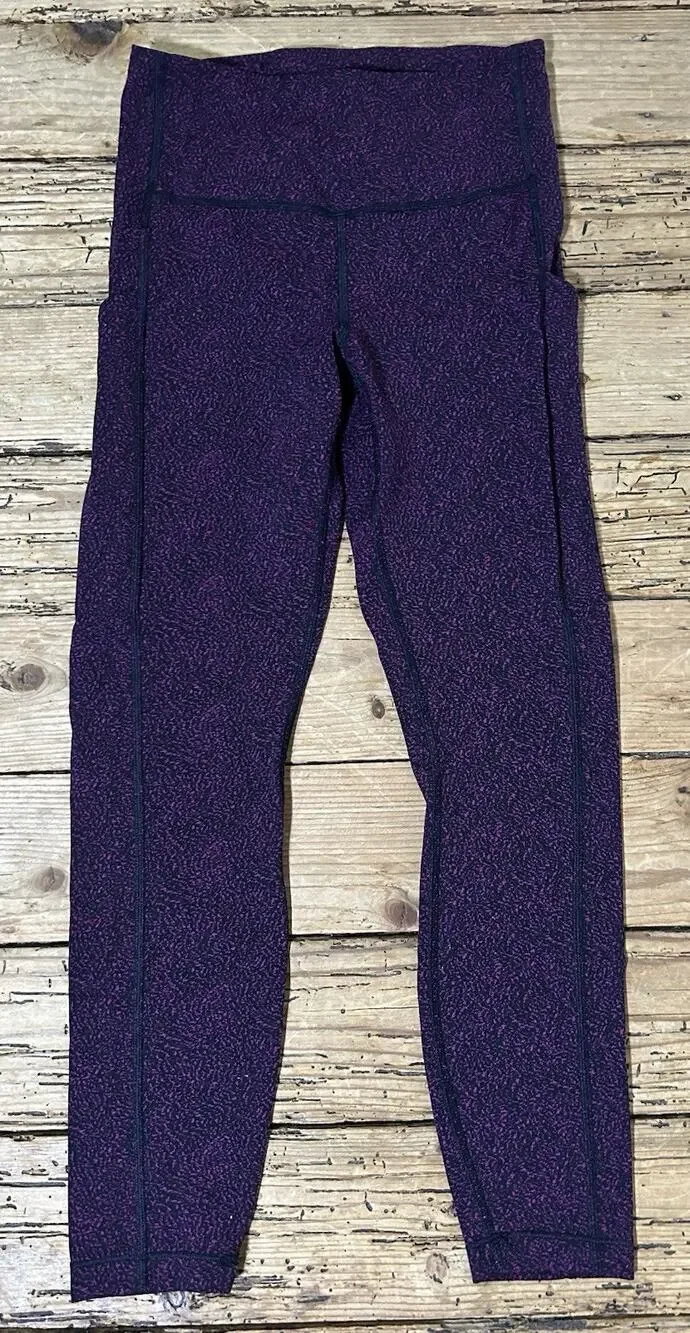 Athleta Women’s Size XS Black & Purple Ultimate Stash Textured 7/8 Tight - NWOT